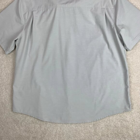 HUK Men's Kona Solid Short Sleeve Fishing Button Down Shirt Pocket Gray XXL 2XL - Picture 3 of 15